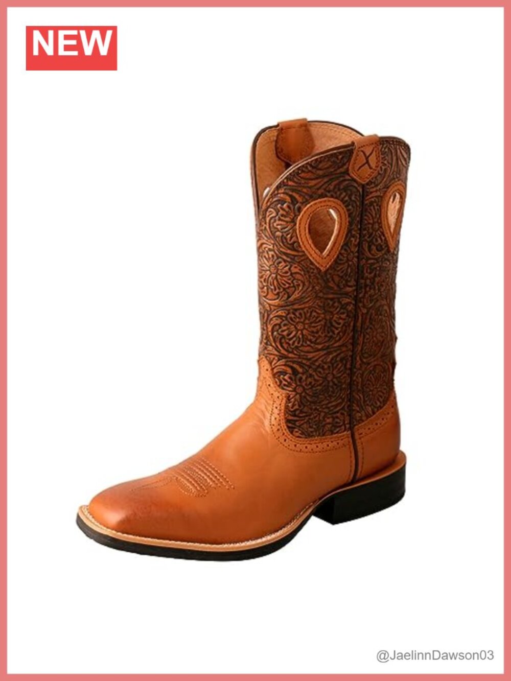 Full-Grain Leather Western Boots Mid-Calf Embroidered Pull-On